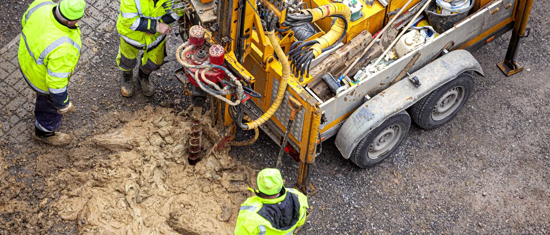 Drilling rig taking ground samples during a site investigation